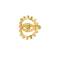 Bague Evil Eye dorée sertie de zircons avec détails perlés sur fond blanc neutre - Ouvert Réglable / Style Radial Zirconium Blanc (JZ7132G-1) / Or Blanc