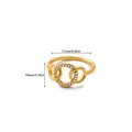 Detailed size chart for interlocking gold rings with shimmering zircon pavé inlay - Interlocking Rings Zirconia Style (G9128545)