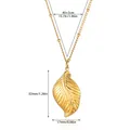 Polished gold leaf pendant necklace with beaded chain and dimensions 32mm by 17mm - Leaf Style (G1077533) / Gold