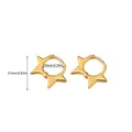 Golden star-shaped titanium steel earrings with retro pearls and 21mm height - Pentagram Hoop Earrings (E5861G)