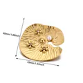 Detailed view of leaf-shaped gold brooch with white pearls and small floral crystal accents - Lotus Leaf Three-Flower Pearl Style (G101307)