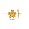Golden sunflower stud earrings with 22mm diameter and brushed metallic finish - Five-Petal Flower Style (G125116) / Gold