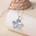Elegant 18K silver plated stainless steel flower pendant necklace with snake chain - Silver Flower Pendant Necklace (P8047441) / 40+5cm / Silver