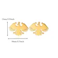Polished golden eagle stud earrings with detailed feathers and 13x18mm size markings - Eagle Style (G156292) / Gold