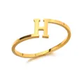 Verstelbare gouden roestvrijstalen ring met een gepolijst ontwerp van hoofdletter H - Letter H Stijl