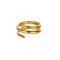 Macro shot of triple-layer spiral gold ring with polished finish and minimalist design - Spiral Wrap Style
