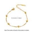 18K gold plated stainless steel bracelet featuring five polished beads and adjustable chain - Bead Chain Style (B1899) / Gold