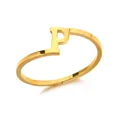 Verstelbare gouden roestvrijstalen ring met een gepolijst minimalistisch letter P ontwerp - Letter P Stijl