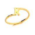 Minimalistische vergulde open ring met een stijlvol letter R ontwerp voor dames - Letter R Stijl