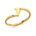 Minimalistische goudvergulde roestvrijstalen ring met een stijlvol letter V ontwerp - Stijl Letter V