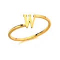 Minimalistische gouden open ring met gepolijst metalen letter W-ontwerp - Letter W Stijl
