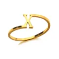 Minimalistische gouden roestvrijstalen open ring met gepolijst letter X ontwerp - Letter X Stijl