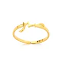 Detail of adjustable gold ring featuring artistic Arabic calligraphy in stainless steel - Arabic Letter Style (6086) / Gold