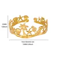 Detail view of gold ocean motif open bangle with dimensions: 22mm width and 53mm inner diameter - Gold Multi-Ocean Elements (G121914) / Gold