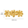 Detail view of golden triple flower brooch with size dimensions and petal texture - Three Connected Flowers Style (G122301)
