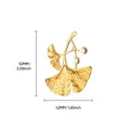 Golden ginkgo leaf brooch with pearls and size dimensions 52mm by 42mm - Ginkgo Leaf Style (XZ270G)