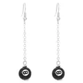 Hip hop style silver drop earrings featuring black billiard number 8 pool ball beads - Number 8 Earrings
