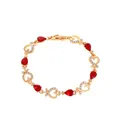 Bracciale a cuore dorato da donna con pietre a goccia rosse e cristalli scintillanti - Rosso