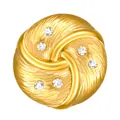 Detailed macro view of golden solar swirl pattern ring with sparkling zircon insets - Round Radial Texture Rhinestone Style (2244)