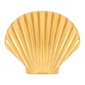 Macro detail of golden scallop shell ring featuring textured radial pattern and metallic shine - Shell Texture Style (A-1034)