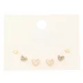 Set de seis pendientes de corazón dorados con circonitas micropavé y esmalte rosa - Juego de Corazón Rosa de Diamantes de Imitación Pavé Dorado (9235)
