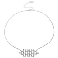 Collier chaîne serpent en acier inoxydable argenté avec pendentif goutte lave ajouré - Structure en Grille Creuse Géométrique (12359)