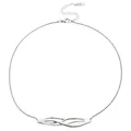 Collier avec pendentif lave liquide en acier inoxydable argenté et chaîne serpent fine - Design de Torsion en Croix Épuré (DZ-308)