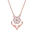Rose gold snowflake heart pendant necklace with shimmering zircon stones and o-chain - Rose Gold (7283)