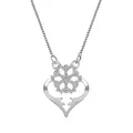 Collana d'argento con pendente a cuore traforato e fiocco di neve in zircone brillante - Argento (7284)