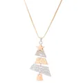 Golden Christmas tree necklace featuring a layered geometric pendant with star and heart details - Christmas Tree Necklace Style (K-432) / Gold and Silver Two-tone