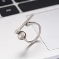 Funny minimalist silver geometric ring with wooden fish design for men and women - Gongde Wooden Fish Ring (7863)