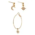 Elegant gold celestial earring set featuring crescent moon and star studs with pavé crystals - Slate Gray Star Moon Earring Set (Set)