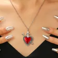 Gothic heart pendant necklace with silver cross and arrow on metal chain for women - Silver Heart Cross Arrow Style (WG-0912)