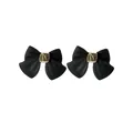 Elegant black matte bow stud earrings with golden buckle detail for women - KC Gold Matte Black Bow