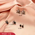 Halloween earring set with vintage silver skull pendants, black spider studs and bead studs - Skull Spider and Ball Set (1956) / 3 Pairs Set