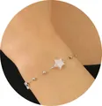 Bracelet Y2K chic avec perles argentées et pendentif étoile blanche scintillante - Bracelet Étoile en Perles Artificielles (10221) / White Gold Color (10221)