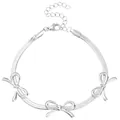 Silberne Schleifen-Schlangenkette aus poliertem Edelstahl mit verstellbarer Verlängerung - Edelstahl Silber Schleife Schlangenarmband (N-1043)