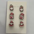 3-pair gnome stud earring set with hearts and watermelon designs on wooden card - Watermelon Gnome Combo (5679)