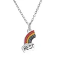 Silver necklace with rainbow cloud pendant and BEST engraving for friends - Rainbow Cloud Best Pendant (best 3904)