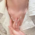 Elegant pearl necklace with silver chain and a teardrop-shaped zircon gemstone pendant - Antler Water Drop Style / Silver