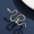 Verstellbarer Schlangenring in Vintage-Silber mit feiner Schuppenstruktur im Retro-Look - Antik-Silber (7550)
