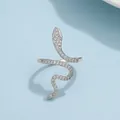 Silver twisted snake open ring with shimmering micro-pave cubic zirconia crystals - Silver (White K WG-1160)