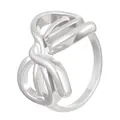 Minimalistischer silberner Schleifenring aus Edelstahl mit abstraktem Knotendesign - Legierung Weißgold Knoten Geometrischer Ring (N-210)