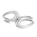 Polished silver hollow double-ring set with elegant fluid wrap design for women - Intertwined Hollow Double-Ring Ring (3068) / Silver