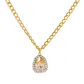 Elegant gold multi-layer chain necklace with teardrop champagne crystal and zircon accents - Champagne Teardrop Pendant Chunky Necklace (02 KC Gold Champagne DZ-542)