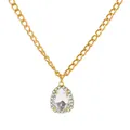 Luxury gold necklace with pear-shaped zircon pendant and sparkling diamond halo - White Teardrop Pendant Chunky Necklace (05 KC Gold White DZ-545)