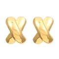Minimalistische 18K vergoldete Edelstahl Ohrstecker mit Schleifenknoten für Damen - Kreuzdesign (N-1072)