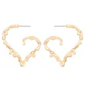 Elegant gold molten heart stud earrings with minimalist liquid metal design on white background - Heart Style (3673) / KC Gold