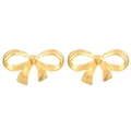 Elegante 18K vergoldete Edelstahl-Schleifenohrringe mit einem 3D-Schleifendesign - Wide Bowknot (3695)