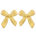 Elegante 18K vergoldete Edelstahl-Schleifenohrringe mit gerippter Oberflächenstruktur - Ribbed Bowknot (3729)